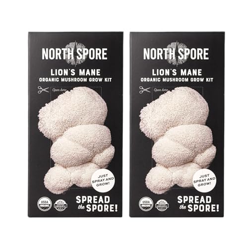 North Spore Organic Lion's Mane Mushroom Grow Kit, Pack of 2, 4 lbs Each